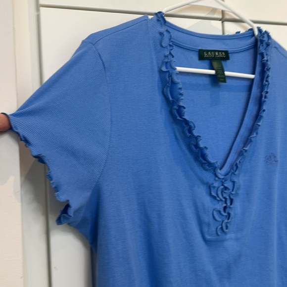 Lauren Ralph Lauren Blue 100% Cotton 2pc Pajama Lounge Set Top & Shorts size XL - Picture 14 of 17